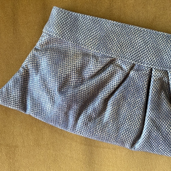 Croc Embossed Leather Grey/Beige Party Clutch - Picture 2 of 5